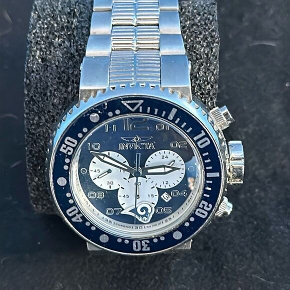 Invicta 30272 NFL Los Angeles Rams Men\'s Watch Blue Dial Stainless Steel Limited